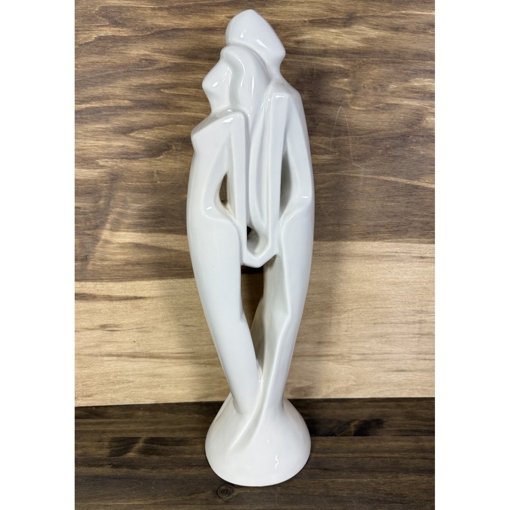 Haeger 1986 Modern Abstract Couple Sculpture 20" Ceramic Statue‎ White Art Decor